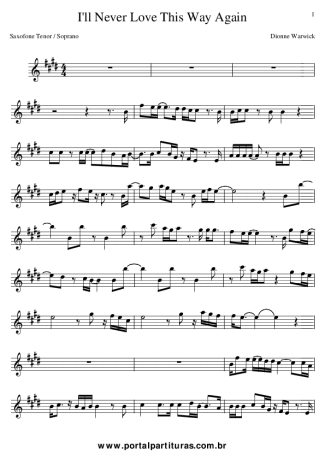 Dionne Warwick  score for Tenor Saxophone Soprano (Bb)